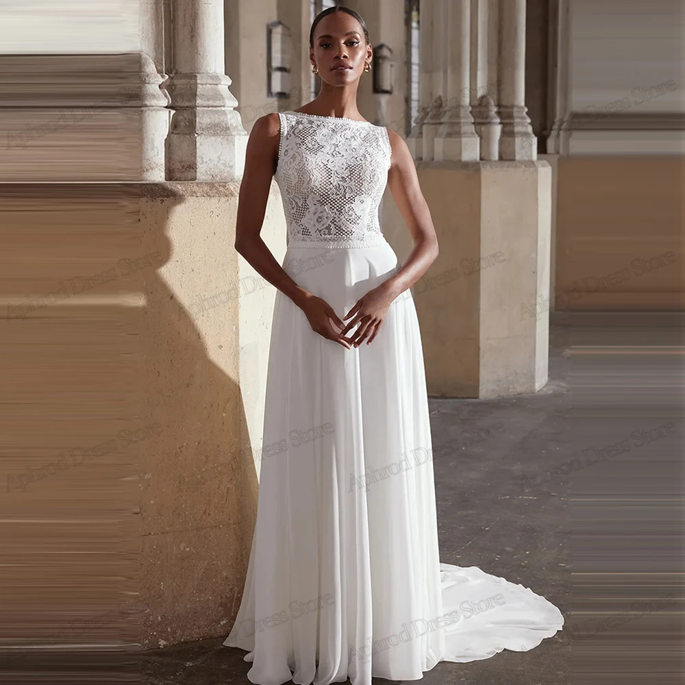 빈티지 웨딩 드레스 라인 신부 가운 레이스 아플리케 민소매 백리스 로브 글래머러스 베스티도스 데 노비아 맞춤 제작 2025