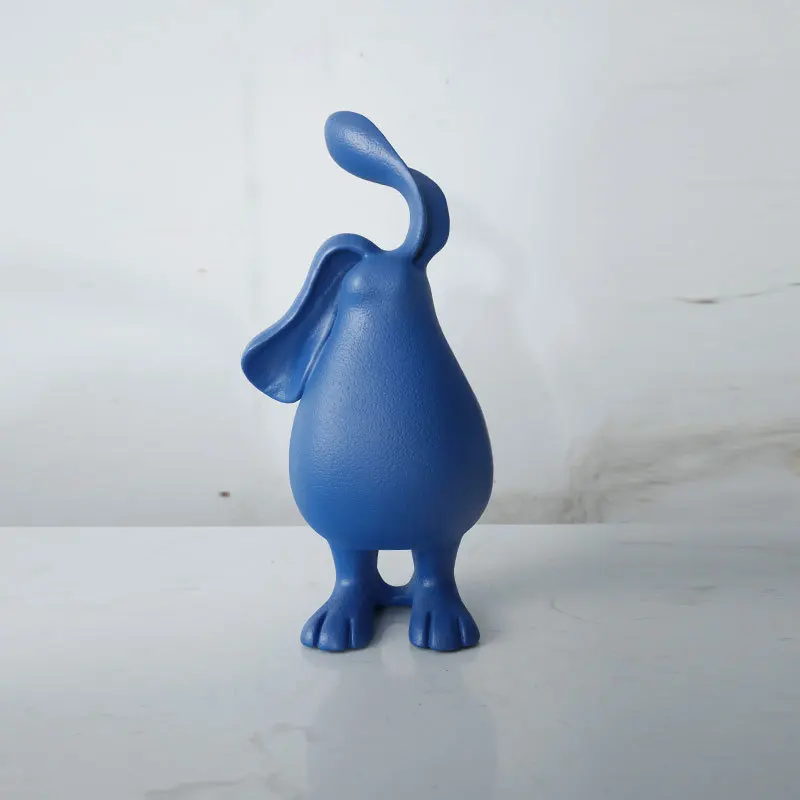 HT creative long-eared rabbit resin figurine - model room living room entryway tv cabinet decorative ornament