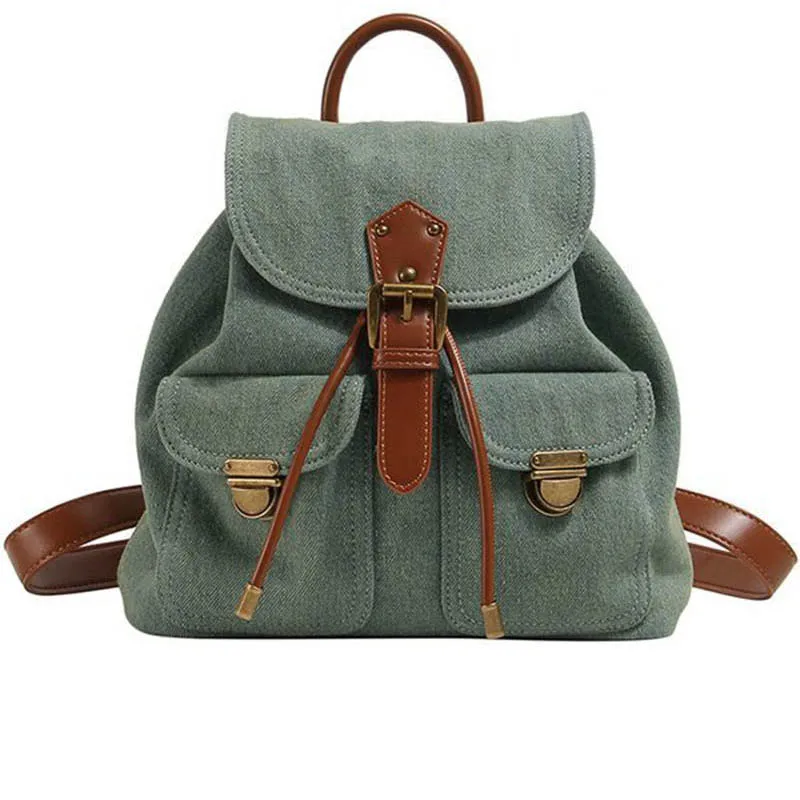 Denim Feminina Backpack Women Vintage Shoulder Bags 2024 Fashion Cover Ladies Designer Korean Double Pocket School Backpack New