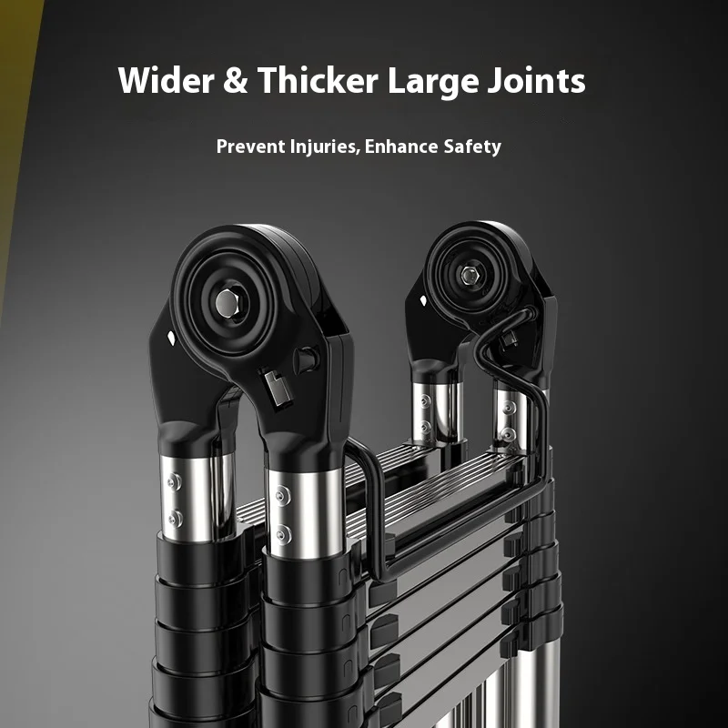 Multi functional stainless steel telescopic ladder, anti slip folding ladder, widened and thickened large joint zigzag ladder