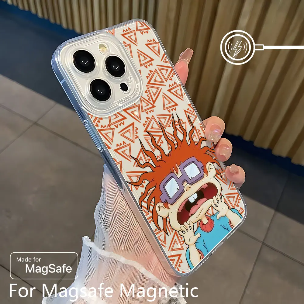 حافظة هاتف مغناطيسية رائعة مضحكة لهاتف آيفون 17 16 15 14 13 12 11 8 7 Air Plus Pro Max X XR XSMax غطاء من البولي يوريثان الحراري الناعم الشفاف