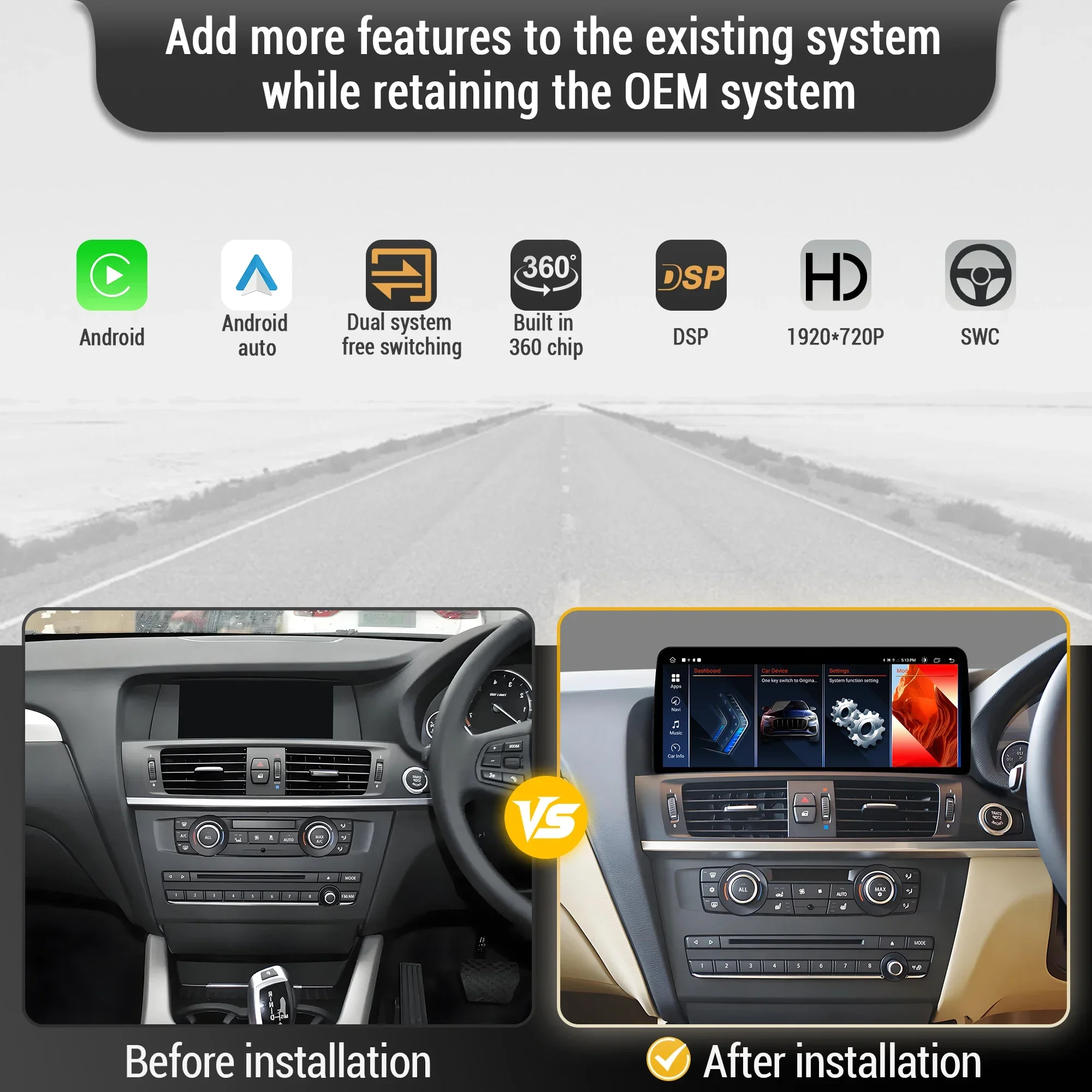 12.3 inch For BMW X3 F25 X4 F26 2011-2017 Right Hand Drive Android 14 Car Radio Wireless BT Carplay Snapdragon 680 Touch Screen