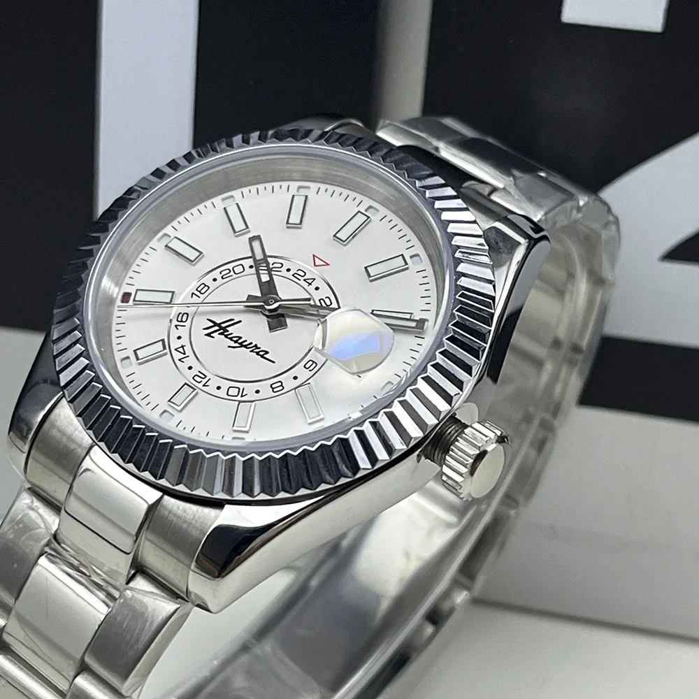 Men's 41MM Silver Case Green Dial Automatic Watch with Sapphire Glass MIYOTA 8215 Mechanical Movement