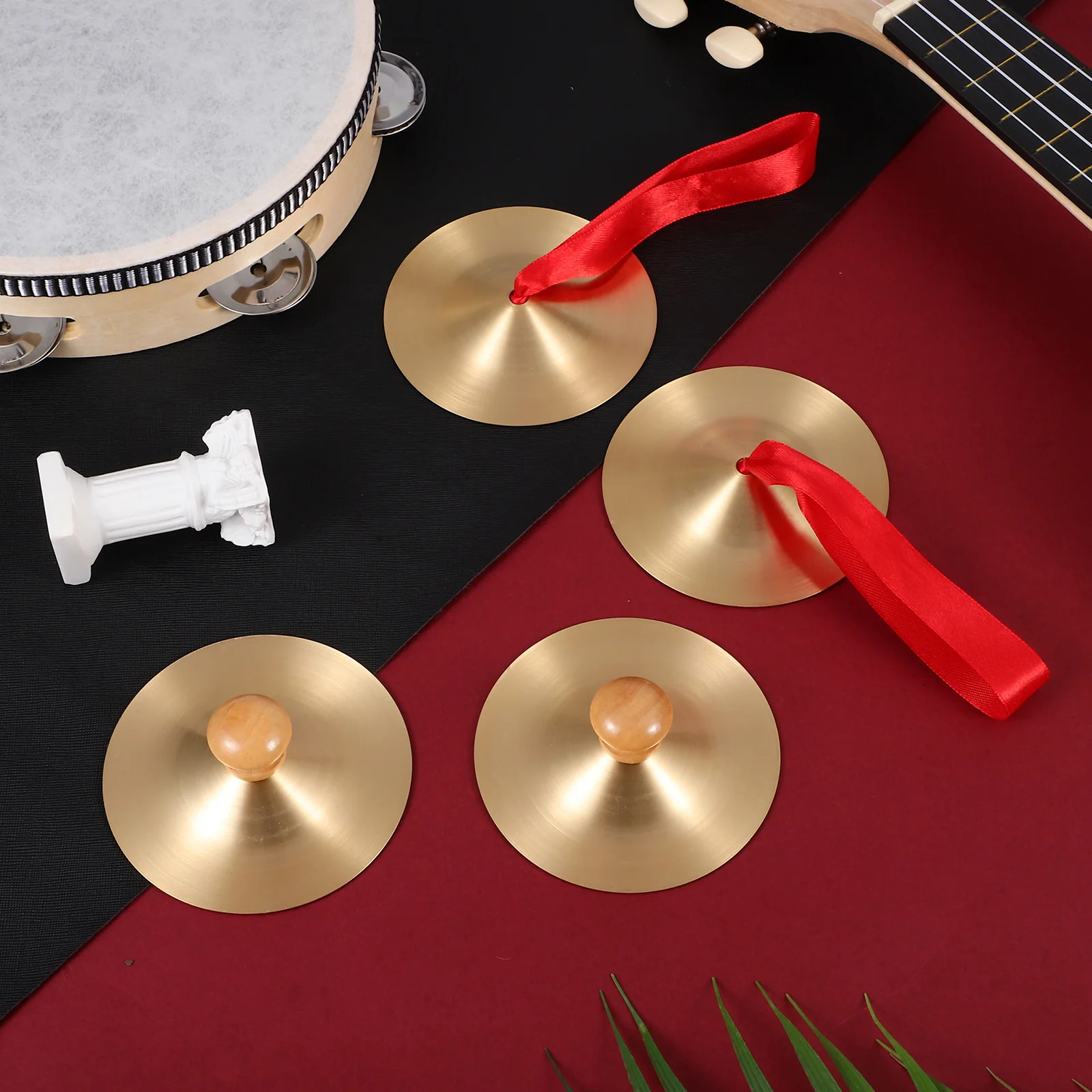 

2 Pairs Children's Copper Cymbal Set Gift for Percussion Players Belly Dancing Cymbals Hand Finger Fashionable