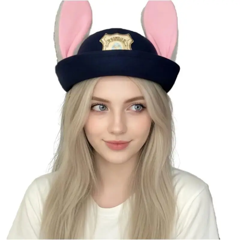 Judy – chapeau avec oreilles de lapin pliables, accessoires de Cosplay pour femmes et filles, Anime lapin policier, couvre-chef mignon, accessoires cadeau, nouvelle collection