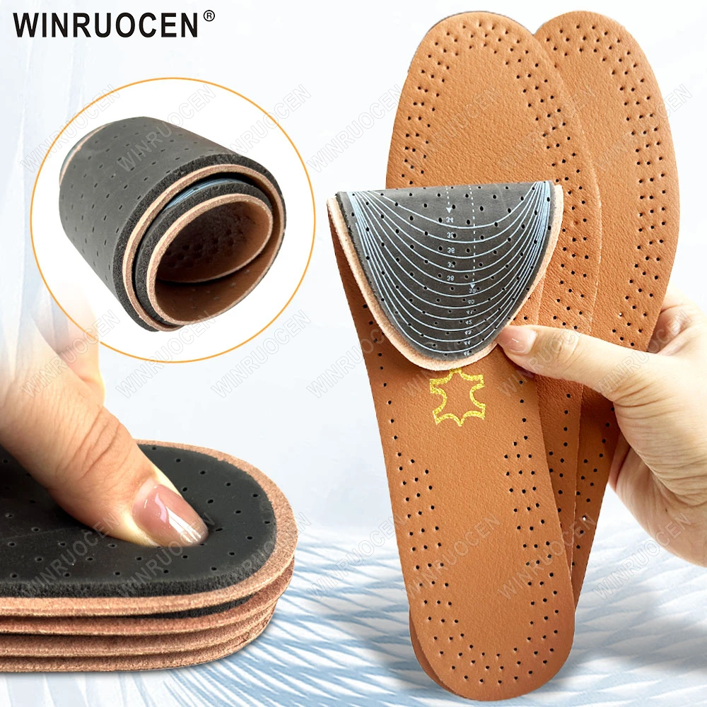 Ultra-thin Leather Insoles Breathable For Men Business Shoes Ultra Deodorant Shoes Insole Pads Inserts Absorb Sweat Inner Soles