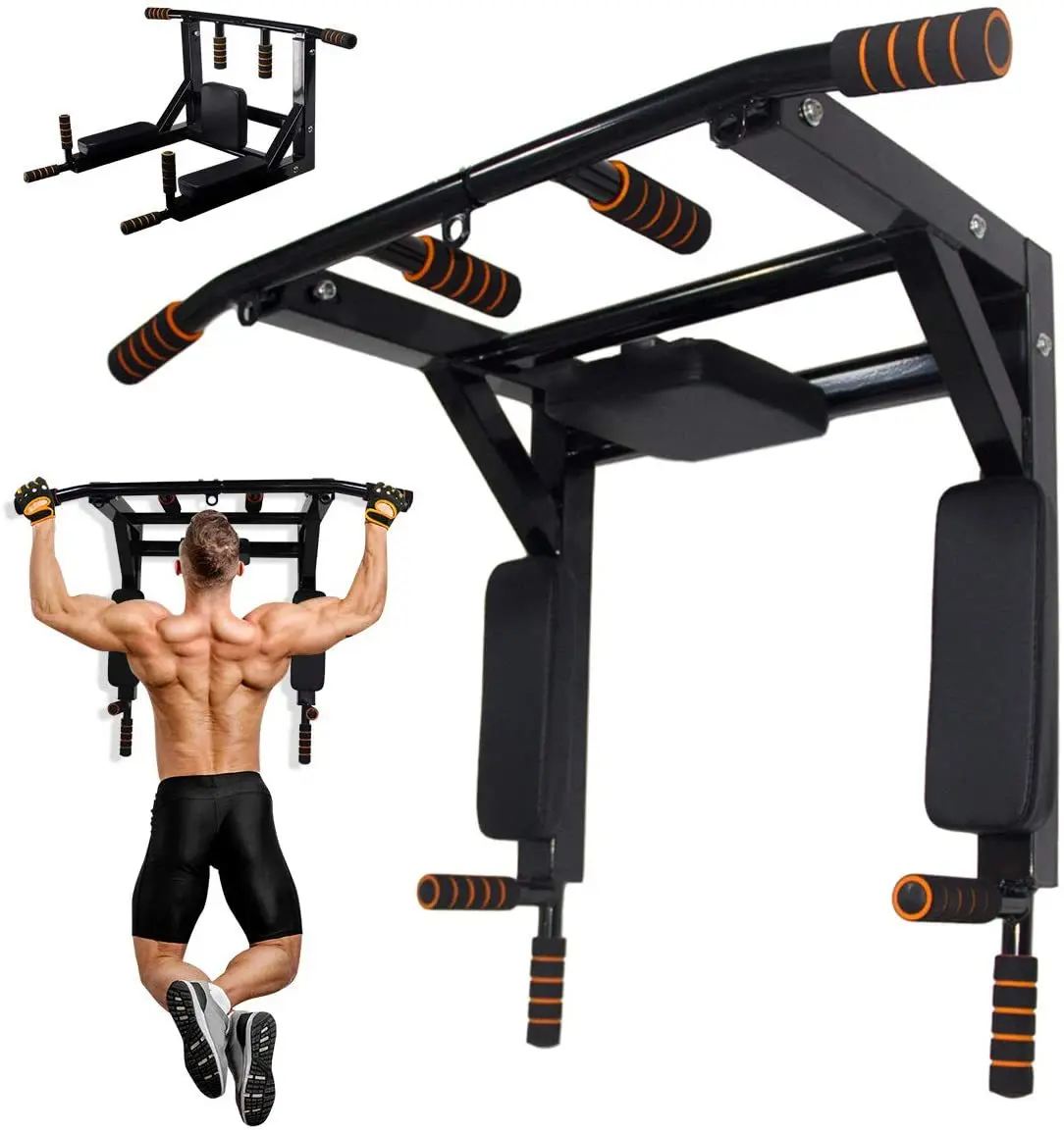 Wall Mounted Chin Up Pull Up Bar and Dip Station Stands