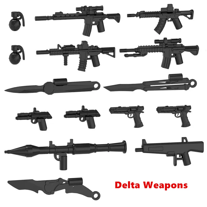 Delta Game Weapons Building Blocks Kit 98K Gun Rocket Gun Hand grenade Military Soldier Figure Accessories Rifle Pistol Toy
