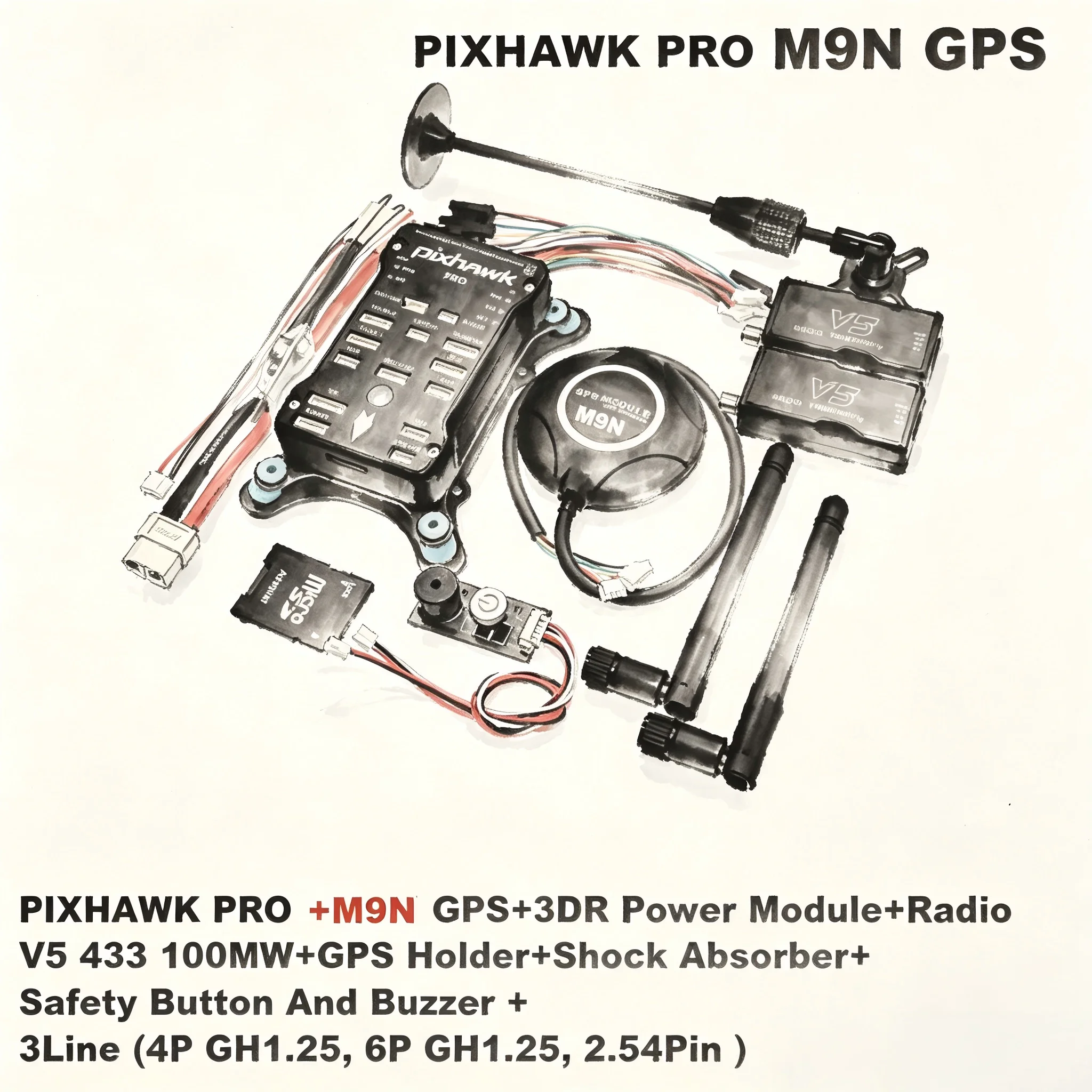 Rctosky Pixhawk PX4 PRO M9N GPS PIX 32 Bit Flight Controller Autopilot with 4G SD RC Quadcopter Ardupilot ArduPlane ArduRover