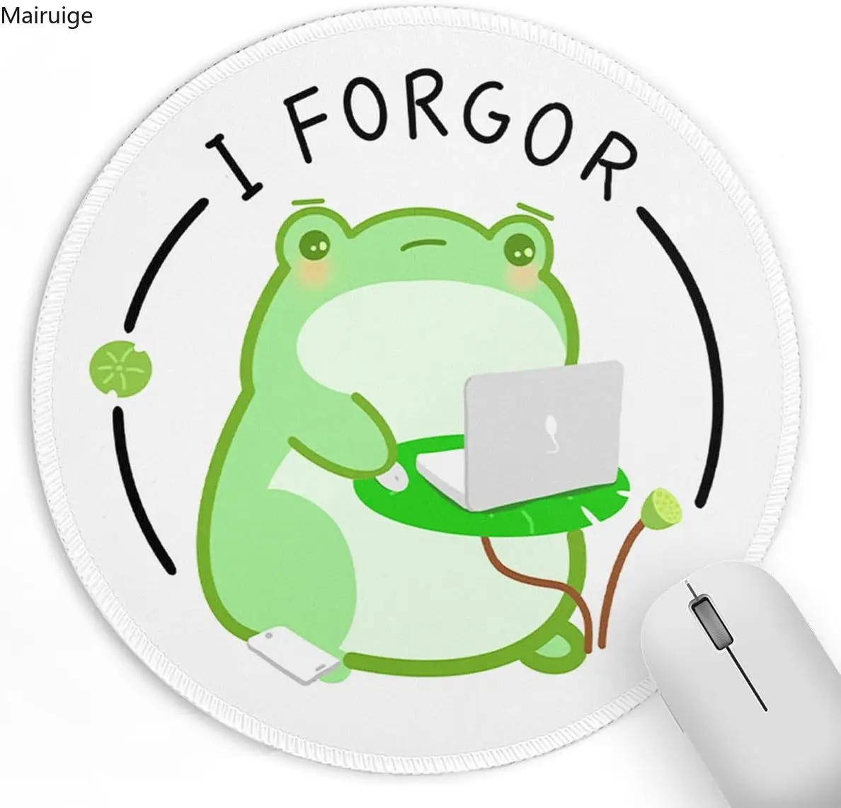 

Cute Kawaii Frog Circular Anime Mouse Pad Anti slip Base Game Accessories Suitable for Office and Home Esports