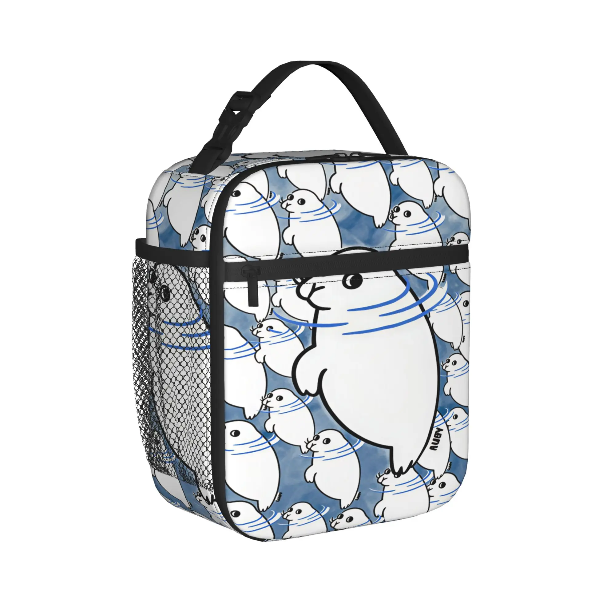Cute Seal Lunch Bag  Retro Lunch Box Outdoor Picnic Portable Insulated Tote Food Bags For Men Waterproof Custom Cooler Bag