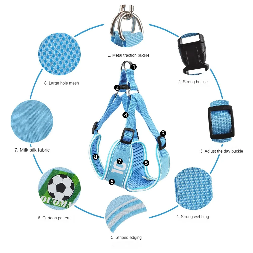 Euro Soccer Elements Dog Chest Strap Undershirt Type Bichon Frise Teddy Pet Leash Walking Leash Available