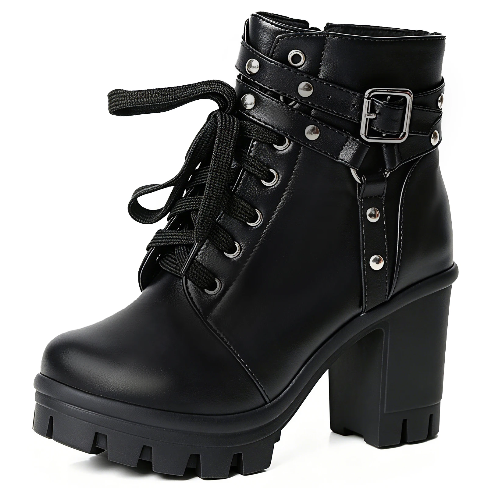 Platform Boots For Women Black Chunky Boot Goth Ankle Booties Lolita Dress Shoes With Zipper