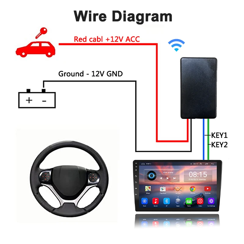 wireless multi-function Steering Wheel Control for android Car Radio DVD GPS multimedia Remote Control Buttons 2 din universal