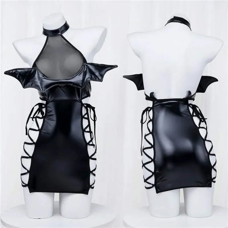 

Halloween Carnival Night Fun Lacquer Dress Sexy Little Devil Strap cosplay JK Christmas Music Festival Dress Up