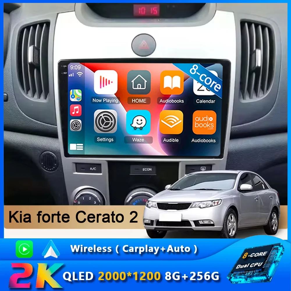 

Автомагнитола 2 Din Android 14, мультимедийный видеоплеер, навигация GPS для Kia Forte Cerato 2 TD 2008-2013 4G Carplay, головное устройство