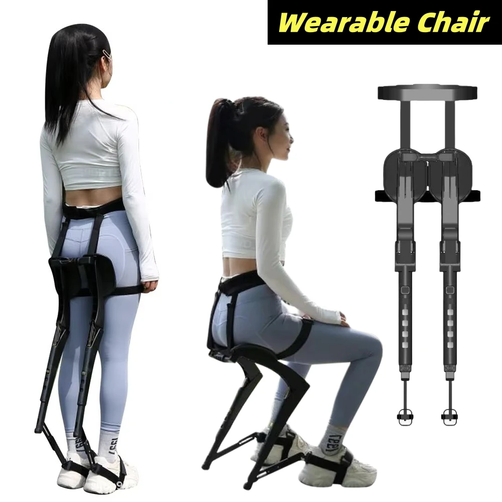 Exoskeleton Wearable Chair Adjustable Height Integrated Support Lightweight Special Work Fishing Stool Standing Outdoor Tool