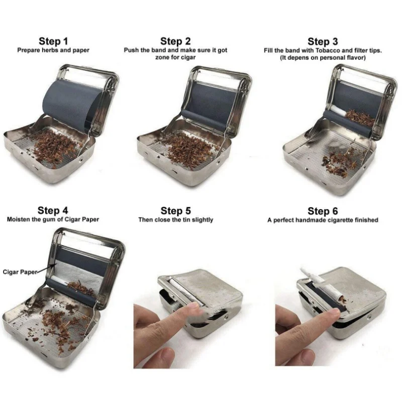 Portable Mini Metal Manual Rolling Machine 70/78/110MM Tobacco Roller Cigarette Case Box Cigarette Maker Smoking Accessories