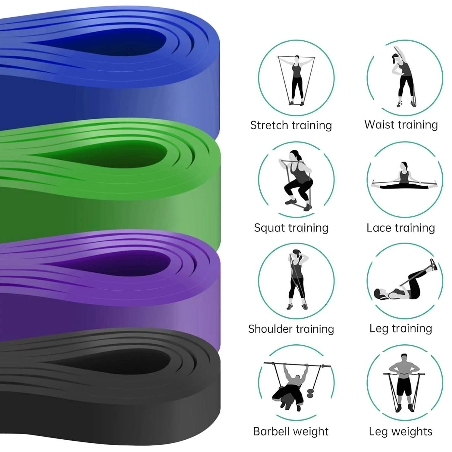 Fascia per esercizi di resistenza in lattice resistente, fasce per allenamento in palestra a casa per allenamento di resistenza Stretching per il