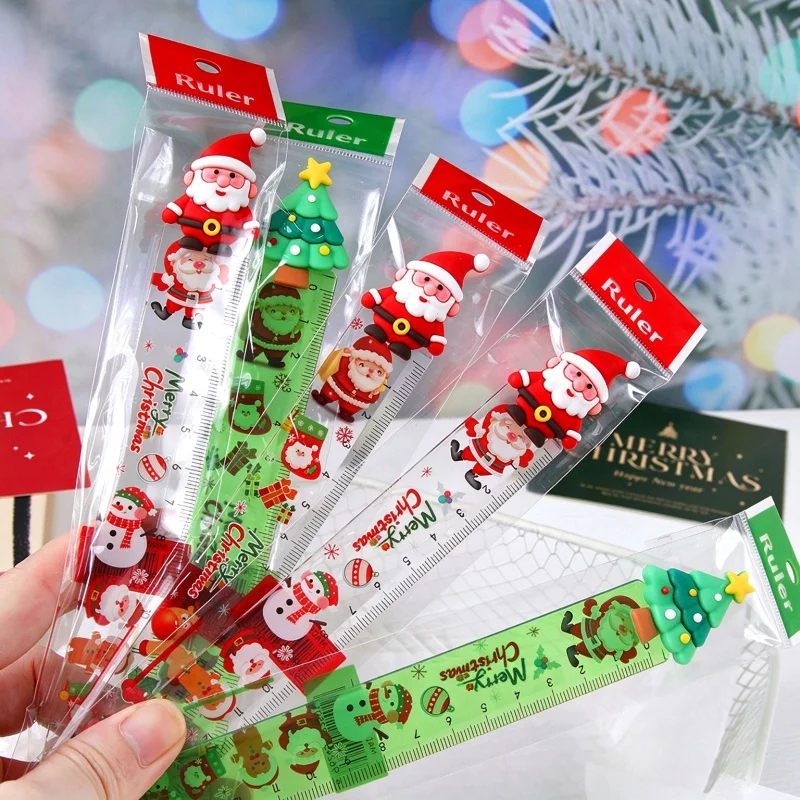 36pcs/lot Kawaii Christmas Santa Claus Ruler Cute Bookmark Measuring Drawing Tool Promotional Gift School Supplies
