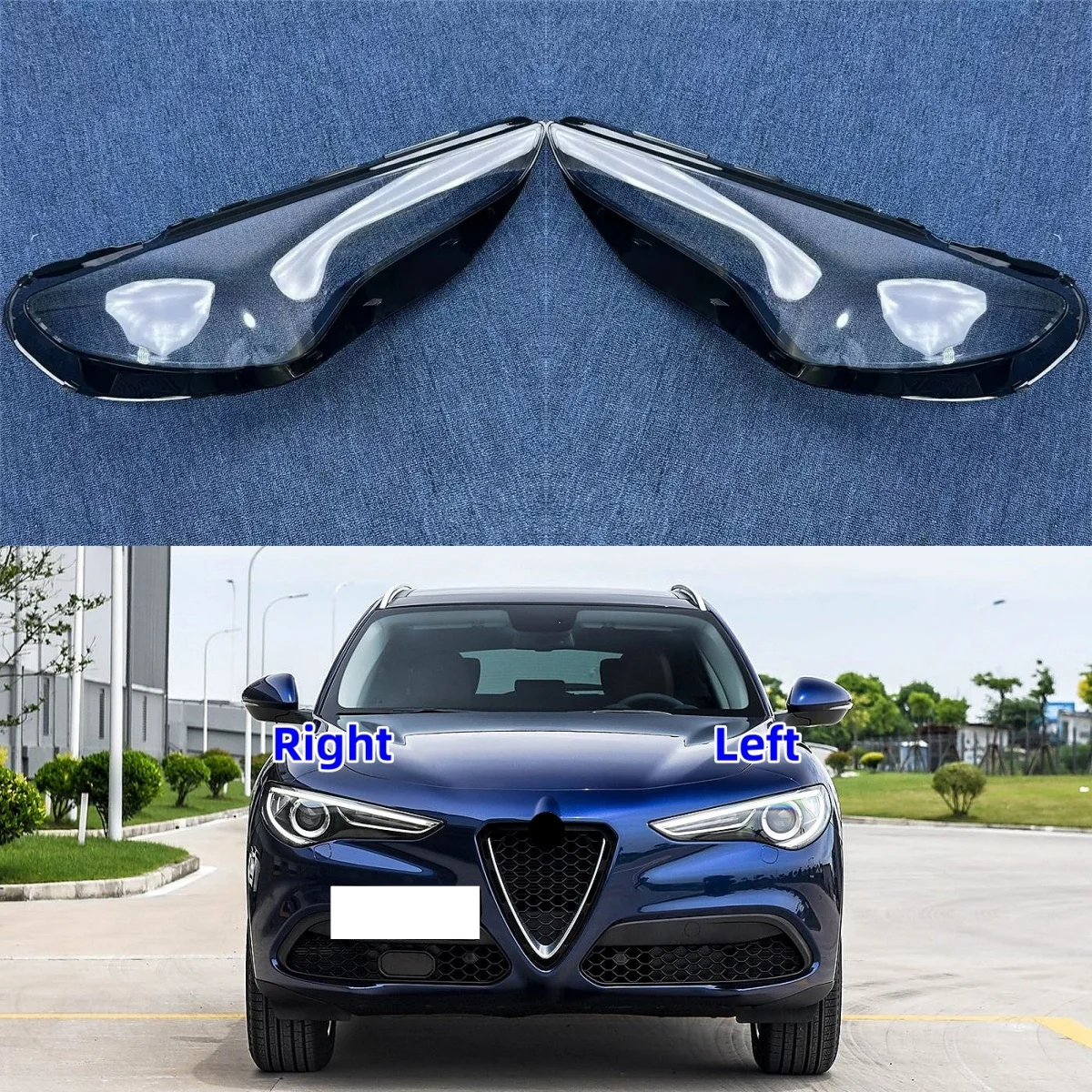 For Alfa Romeo Stelvio 2017 2018 2019 2020 2021 2022 2023 2024 Front Headlights Glass Lens Cover Lampshade Shell Car Glass Case