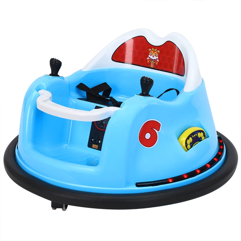 Children's electric bumper car with remote control can sit in the indoor square of UFO with guardrail.