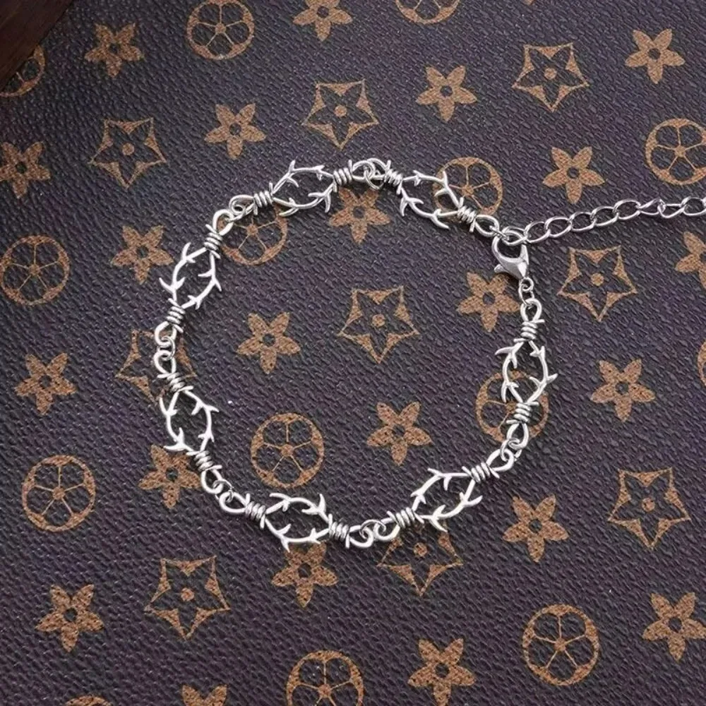 Punk Small Brambles Iron Unisex Bracelet for Women, Hip Hop New Gothic Style, Barbed Wire Small Thorn Bracelet Necklace Gift