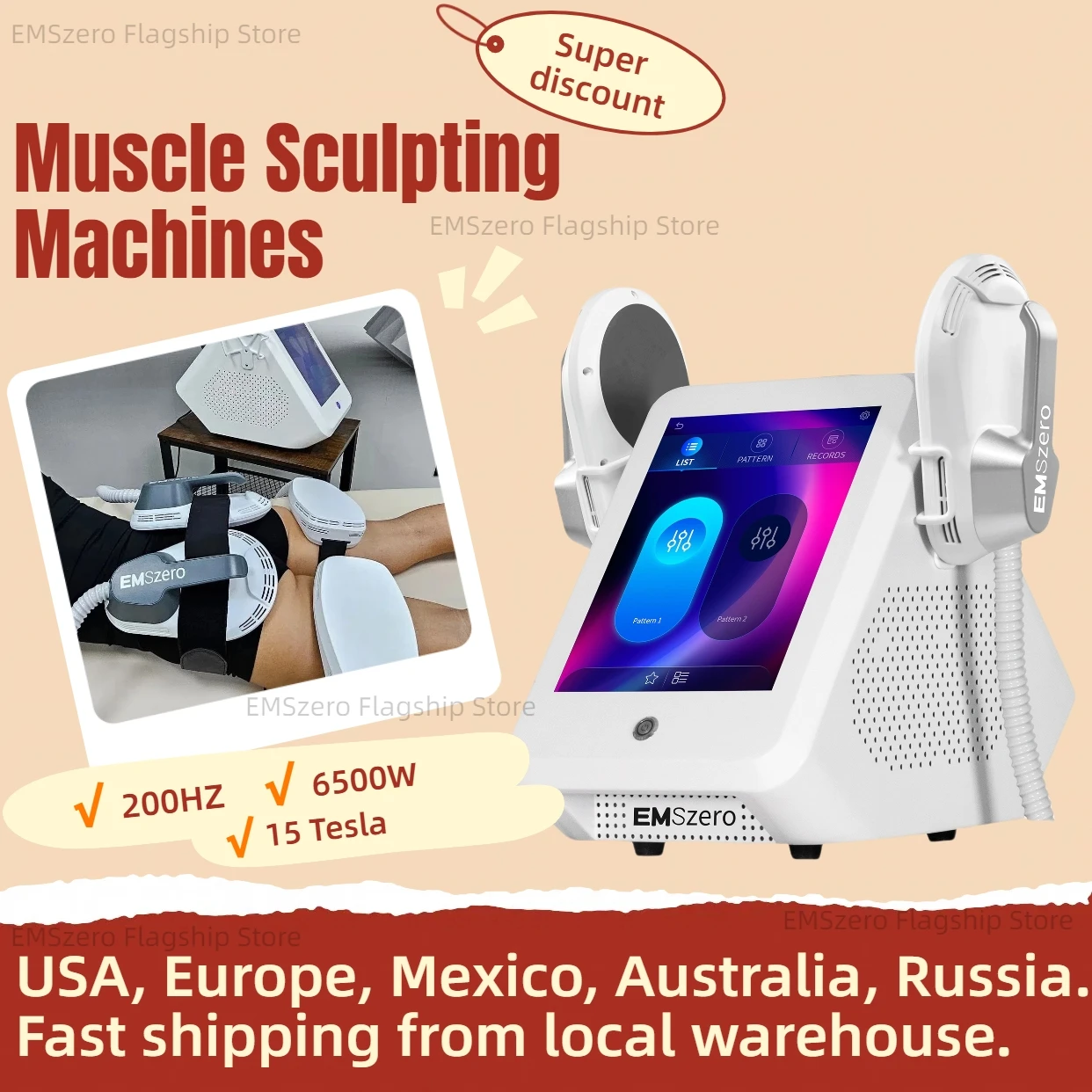 New Emszero 15 Tesla 6500w 200HZ EMS Body Sculpting Machine Hi-emt muscle build Weight Loss body contouring machine