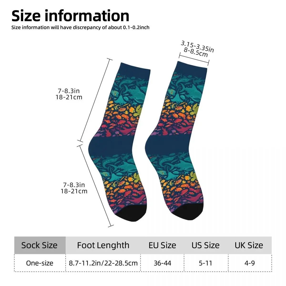 Colorful Marine Life (2) Sock Printed Man Polyester