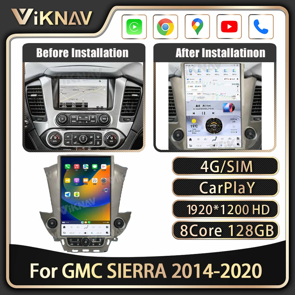 Viknav 14.4 inch  Car Radio For Chevrolet Tahoe Suburban GMC Yukon 2014-2020  Multimedia Player Carplay GPS Navigation Head Unit