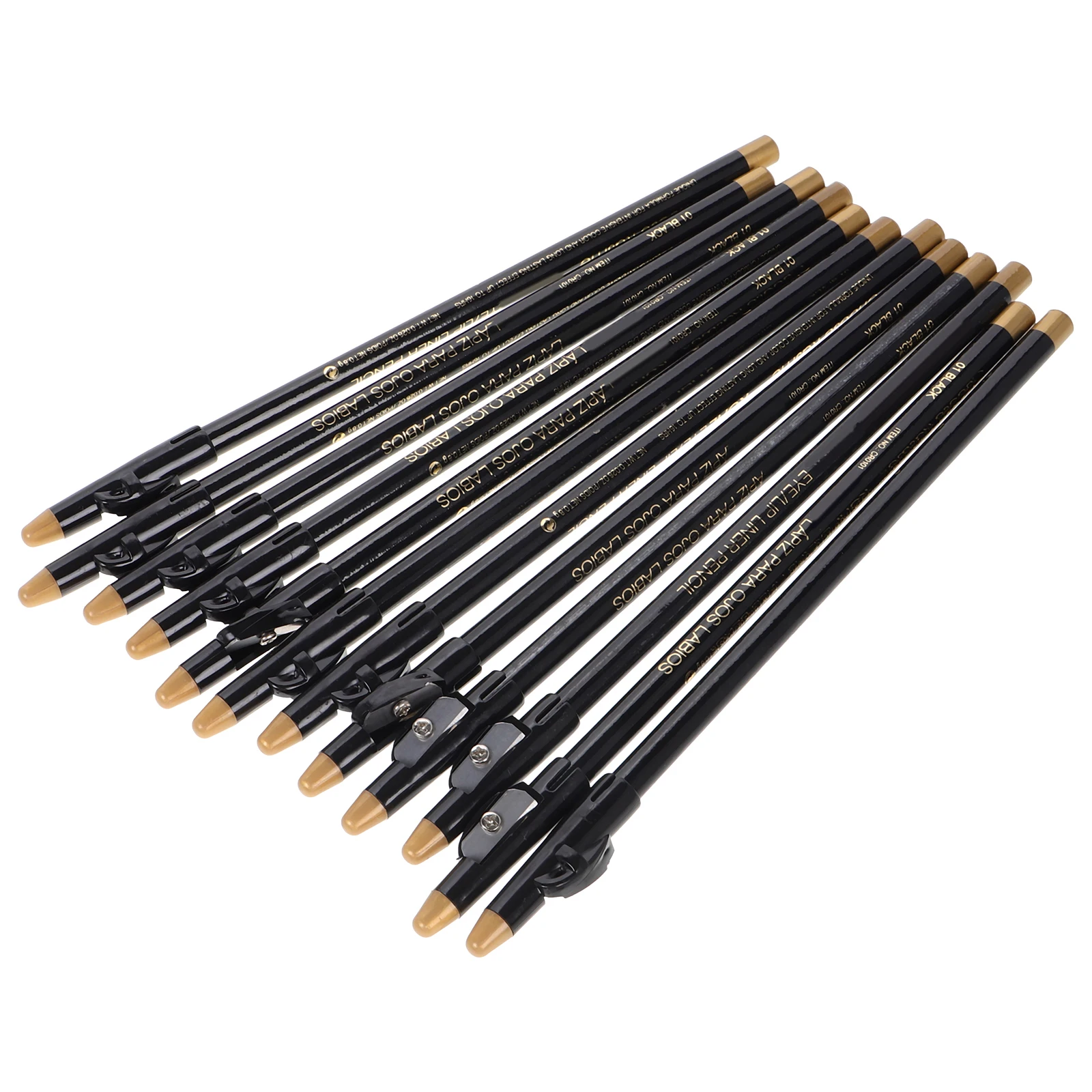 

12pcs Eyebrow Pencil Eyeliner Waterproof Women White Wooden Portable Brow Makeup Sharpening Longwear Non Smudge