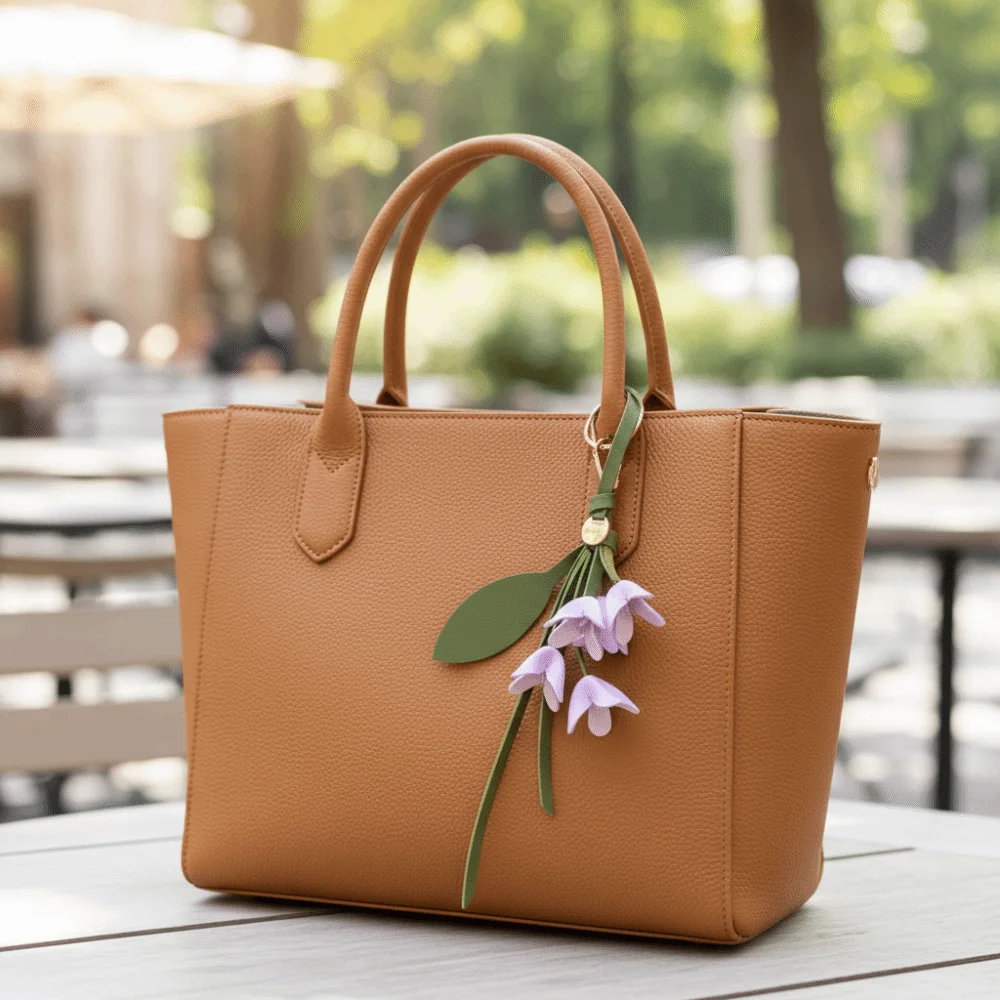 Cute Hanger Flower Pu Leather Pendant Car Keyring Handmade Leather Keychain Creative Fashion Bag Pendant Bag Ornament