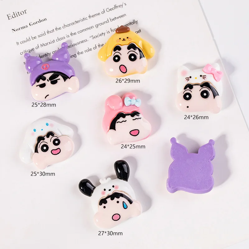 5pcs Resin Accessories Cartoon Crayon Shin-chan DIY Resin Flatback Cabochons for Diy Jewelry Making Crafts Material