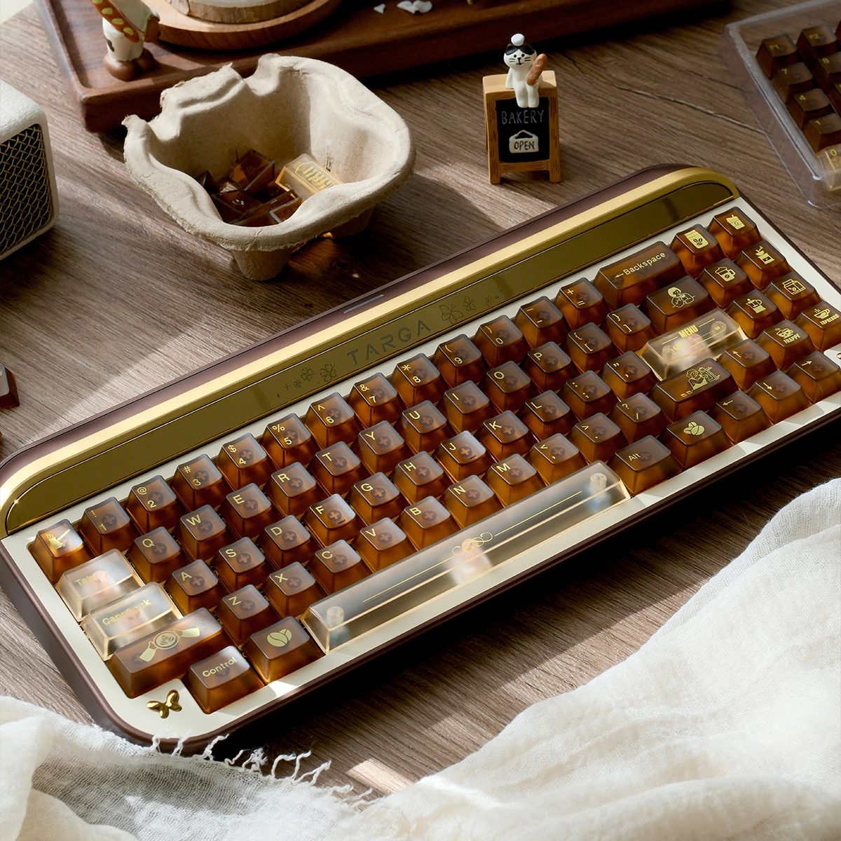 

Coffee House Keycaps Foggy Transparent Brown PC Cherry Profile keycap set for MX Cherry Mechanical Keyboard