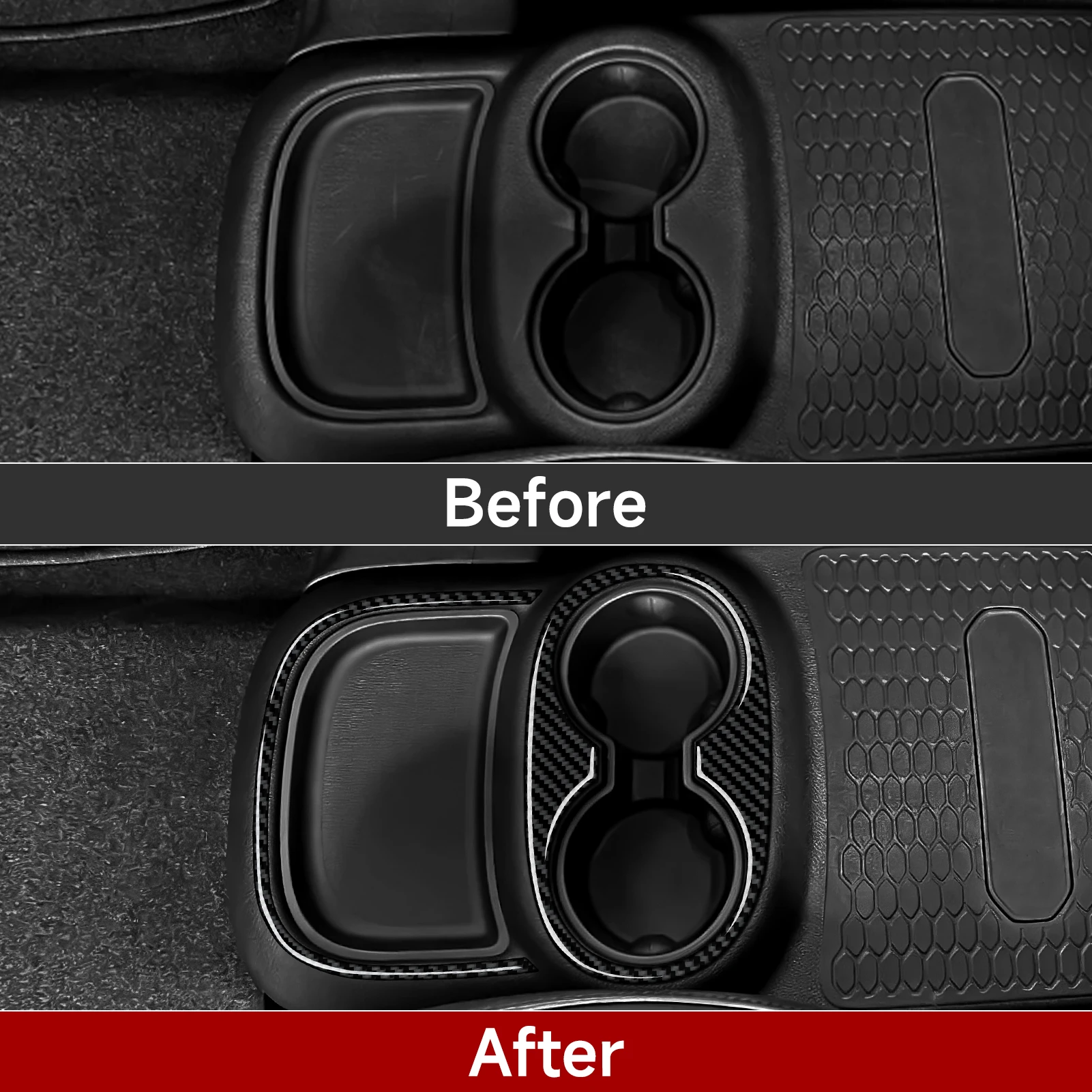 Car Rear Cup Holder Panel. For Dodge Durango (2021-2028) Accessories. Soft Carbon Fiber Interior Sticker Set.