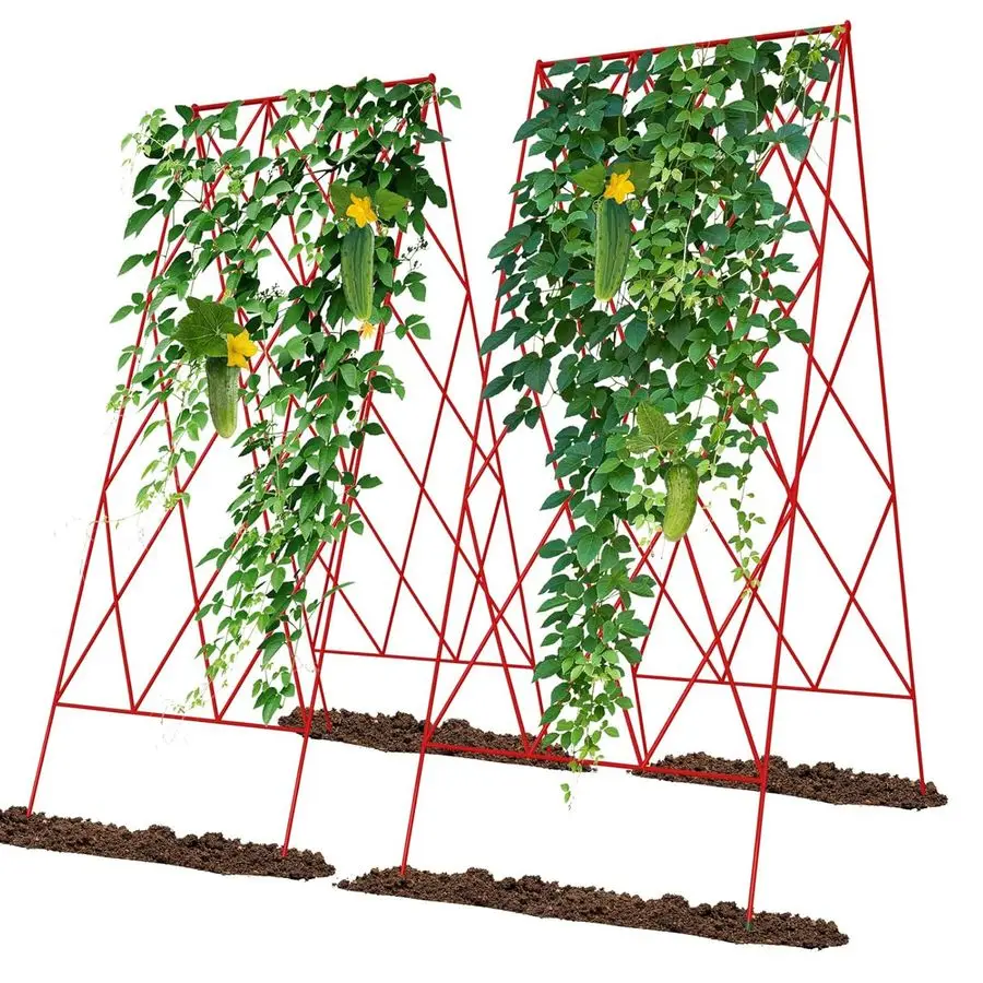 

Набор из 2 складных садовых шпалер-треугольников Trellis для поддержки растений в приподнятых грядках, с клипсами для растений, стяжками и пластиковыми элементами.