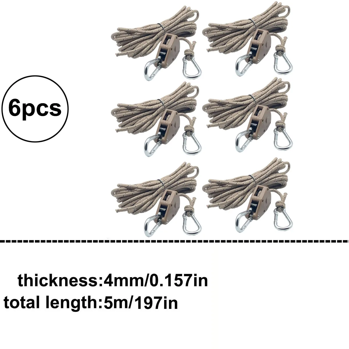 6 Stuks Reflecterende Camping Tent Touw Tie Down Fastener Vaste Gesp Katrol Spanner Ratel Hangers Luifel Wind Touw Outdoor