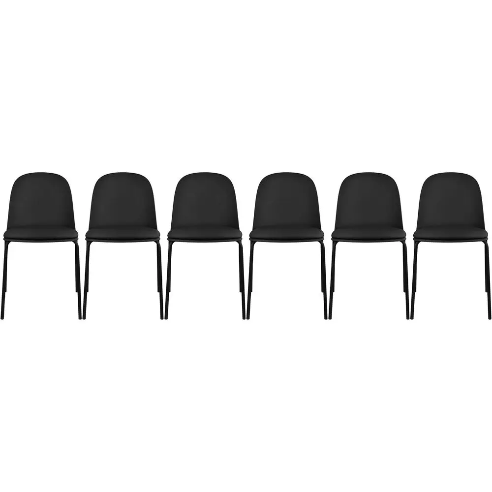 

6 Stackable Dining Chairs with Plastic Seats, Upholstered PU Leather Cushions, Metal Legs - Ideal for Home, Kitchen, or Patio (B
