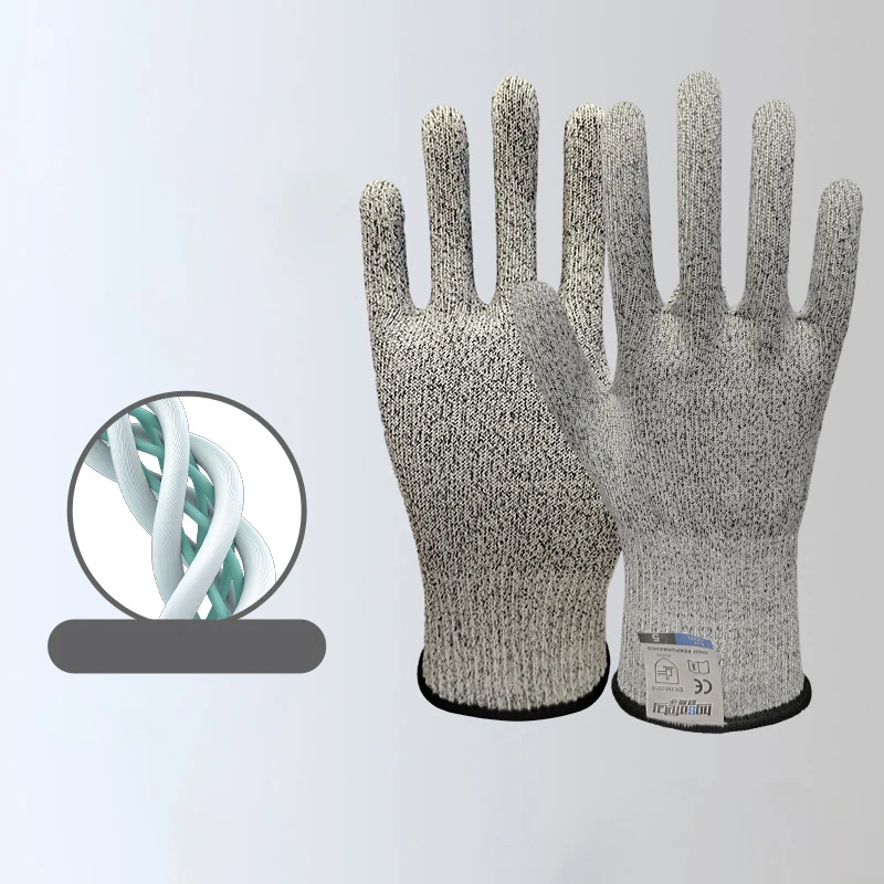 Guantes de trabajo resistentes a Cortes, accesorios industriales de bricolaje, PU, adhesivo, Nivel 5, protección, seguridad, trabajo, 1 par