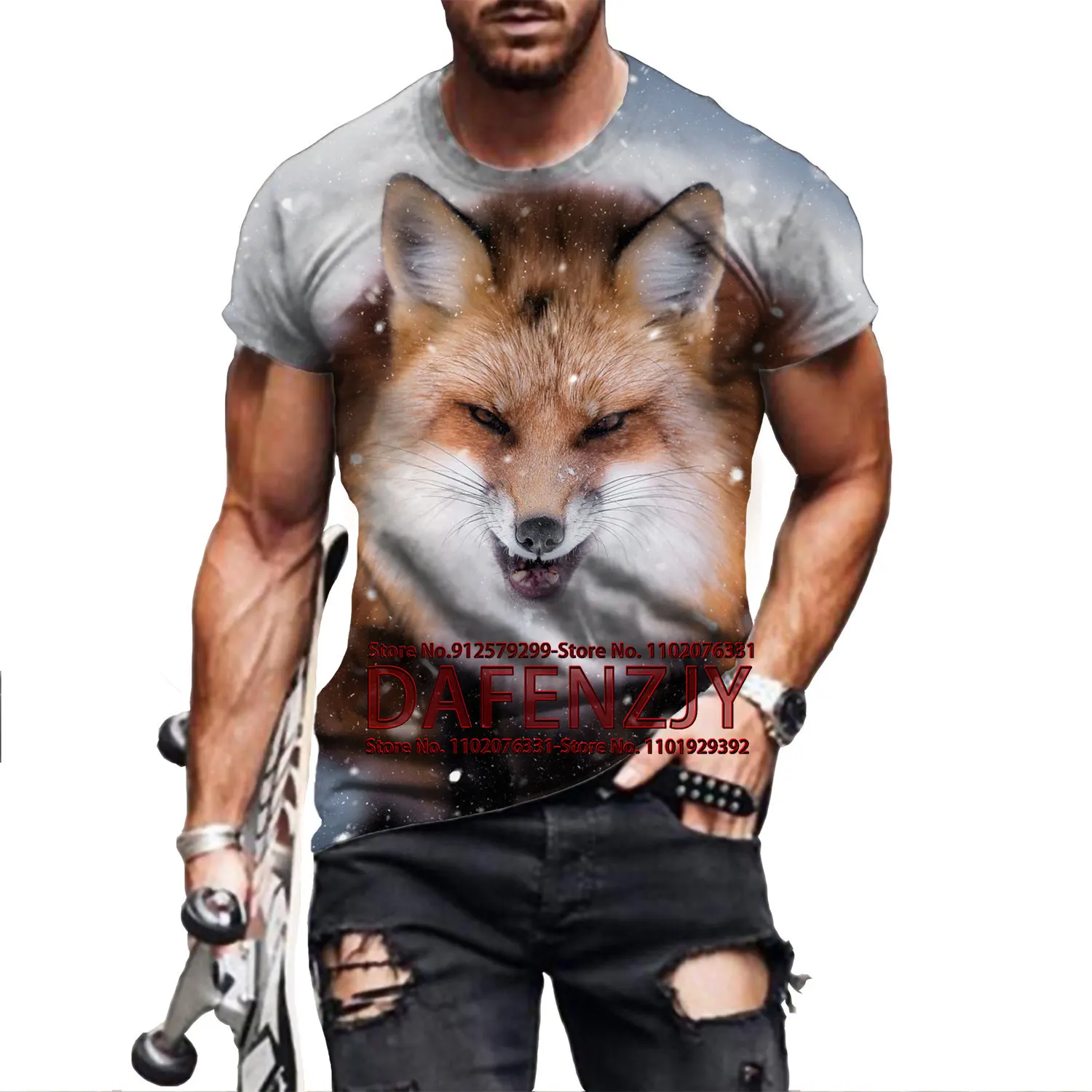 Men's Fox T Shirt 3D Print Shirt Animal Graphic Tees Lovely Pattern Tops Men/Women Cute Puppy Face Tee Funny Pet T-shirt