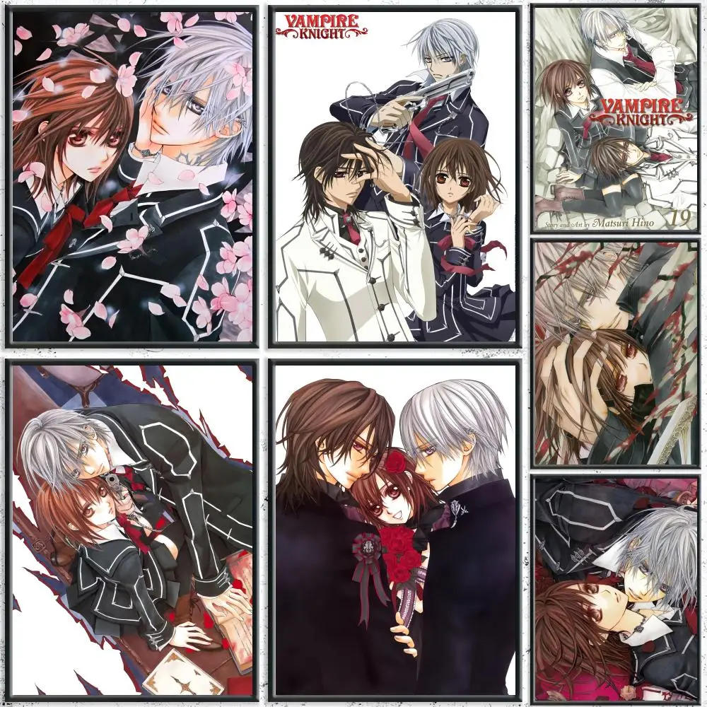 klassisches Anime-Poster „Vampire Knight“, HD, wasserfest, selbstklebend, Wandkunst – Verwendung in verschiedenen Szenen, Top-Geschenk-Auswahl