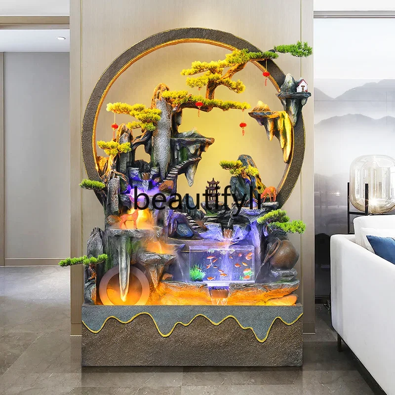 Garden fish pond housewarming opened water curtain wall to attract wealth water feature large-scale flowing water ornament