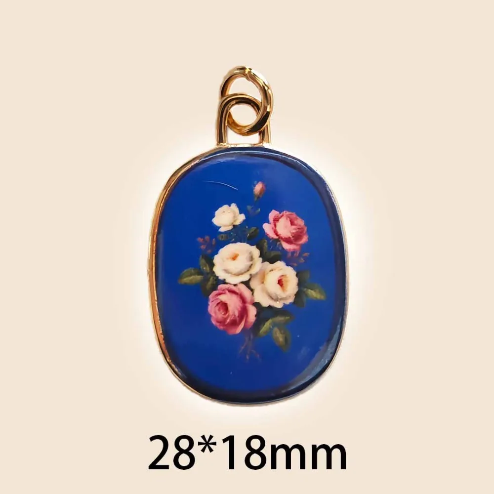 Colorful Hand-Drawn Necklace Pendant DIY Handcrafted Jewelry Charms Geometric Shape Gift Necklace Making Connector Charms Making