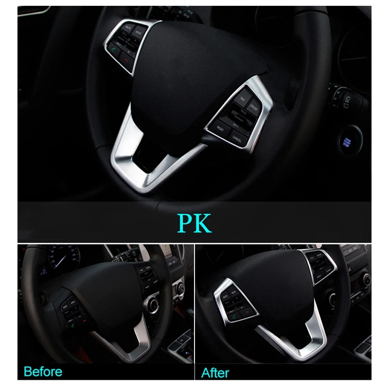 For Hyundai Creta Ix25 2015 2016 2017 2018 Abs Chrome Steering Wheel Decoration Buttons Cover Trim Interior Moulding Accessories