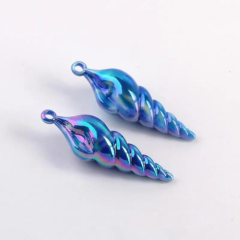 Game Mermaid Conch Necklace Pendant Blue Ocean Themed Cosplay Jewelry for Women Sea Shell Costume Accessory