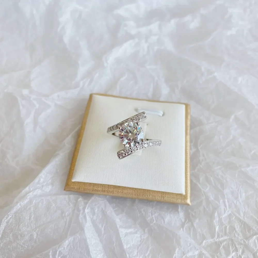 STL Cross Border 925 Sterling Silver Precision Micro Inlaid Ring for Women, European and American Fashion Simulation Diamonds