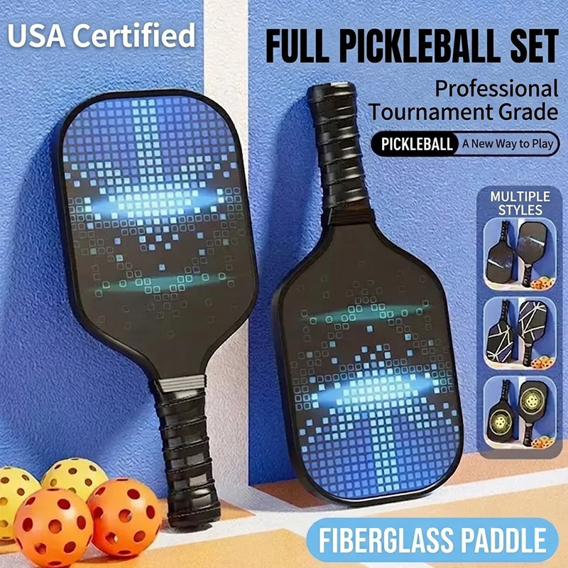 pickleball-paddles-set-of-2-usapa-approved-fiberglass-pickle-ball-paddles-with-4-pickle-balls-durable-racket-for-beginners