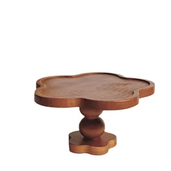 New French Retro Lace Wooden Tray High Foot Tray  Aromatherapy Candle Tray Storage Tray  High Foot Tray Decorative Ornaments New