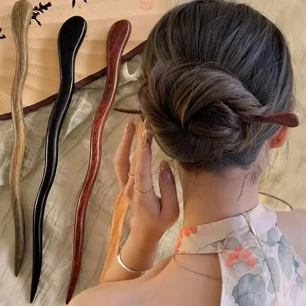 

Vintage Chinese Style Elegant Wood Hair Stick For Women Girl Hairpins Simple Hair Fork Hanfu Cheongsam Headwear Hair Accessories