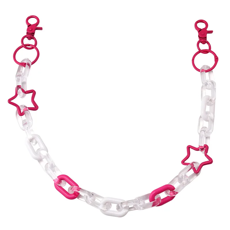 Y2K Acrylic Star Pants Chain for Women Chunky Waist Chain Belt Cute Trousers Jeans Chain Festival Rave Accessories